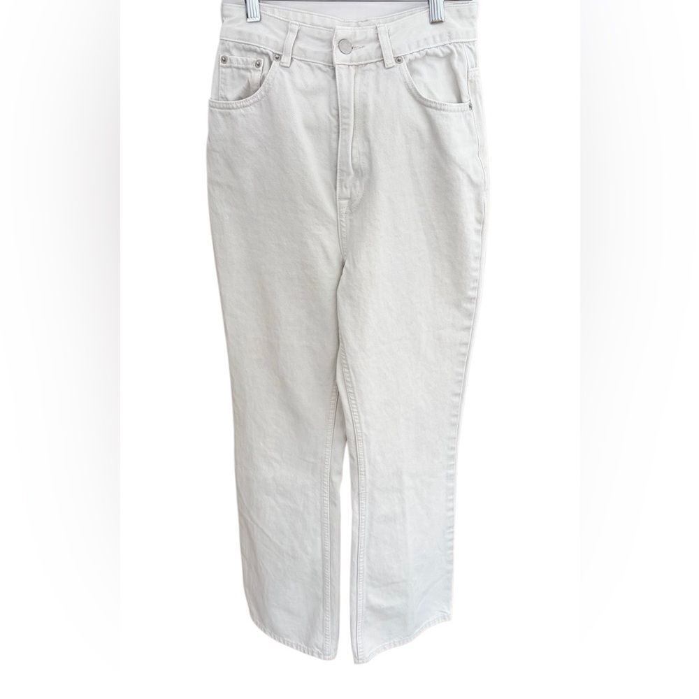 Glassons Ivory High Waisted wide leg 5 pocket cotton Denim Jeans size 8.